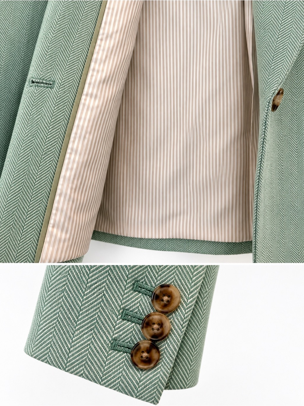 J.Crew Herringbone Wool Blend Holland Blazer Sage Green Size 4 - Picture 2 of 3